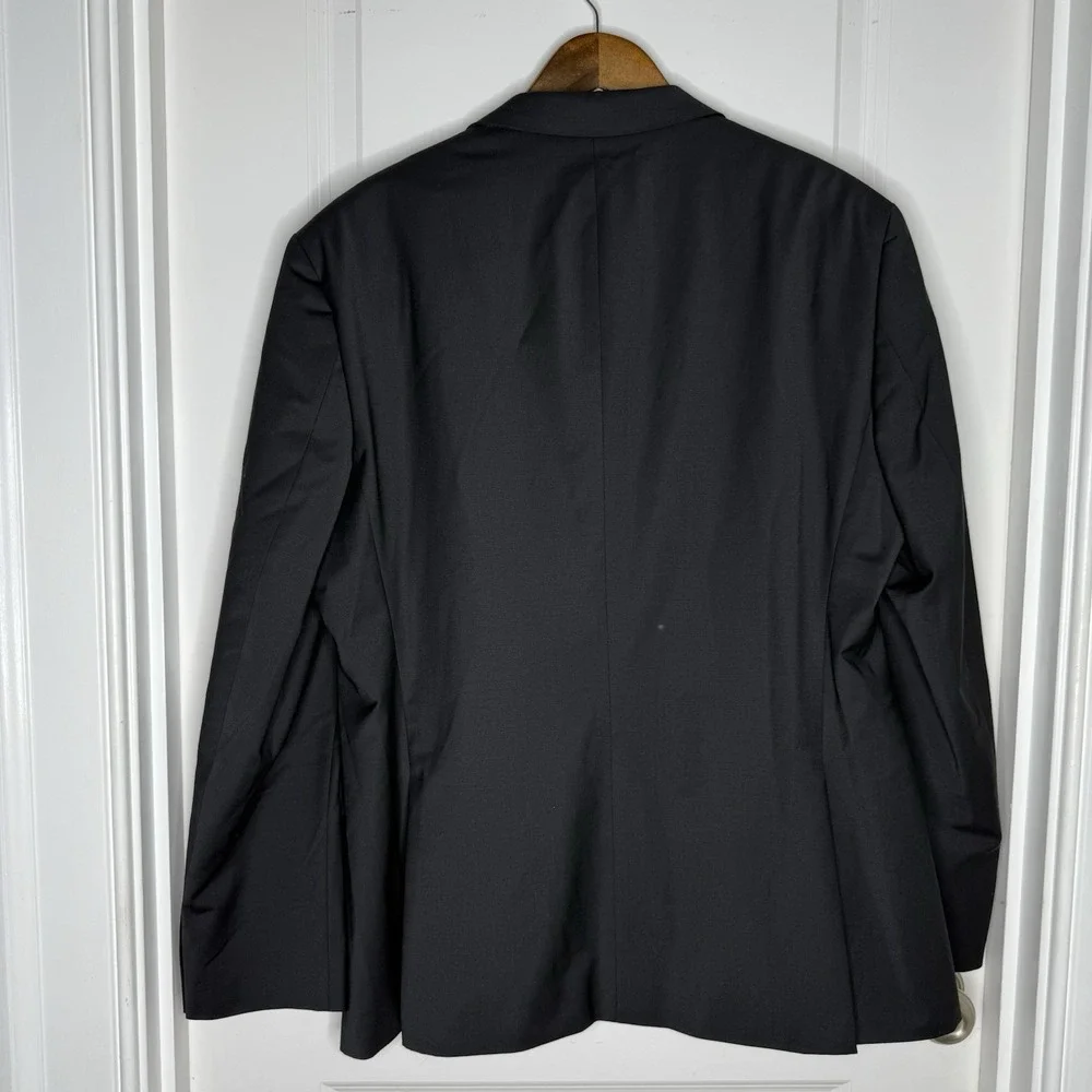 NWT‎ Hugo Boss Mens Modern Fit Super Flex Windowpane Suit Jacket Black 44R